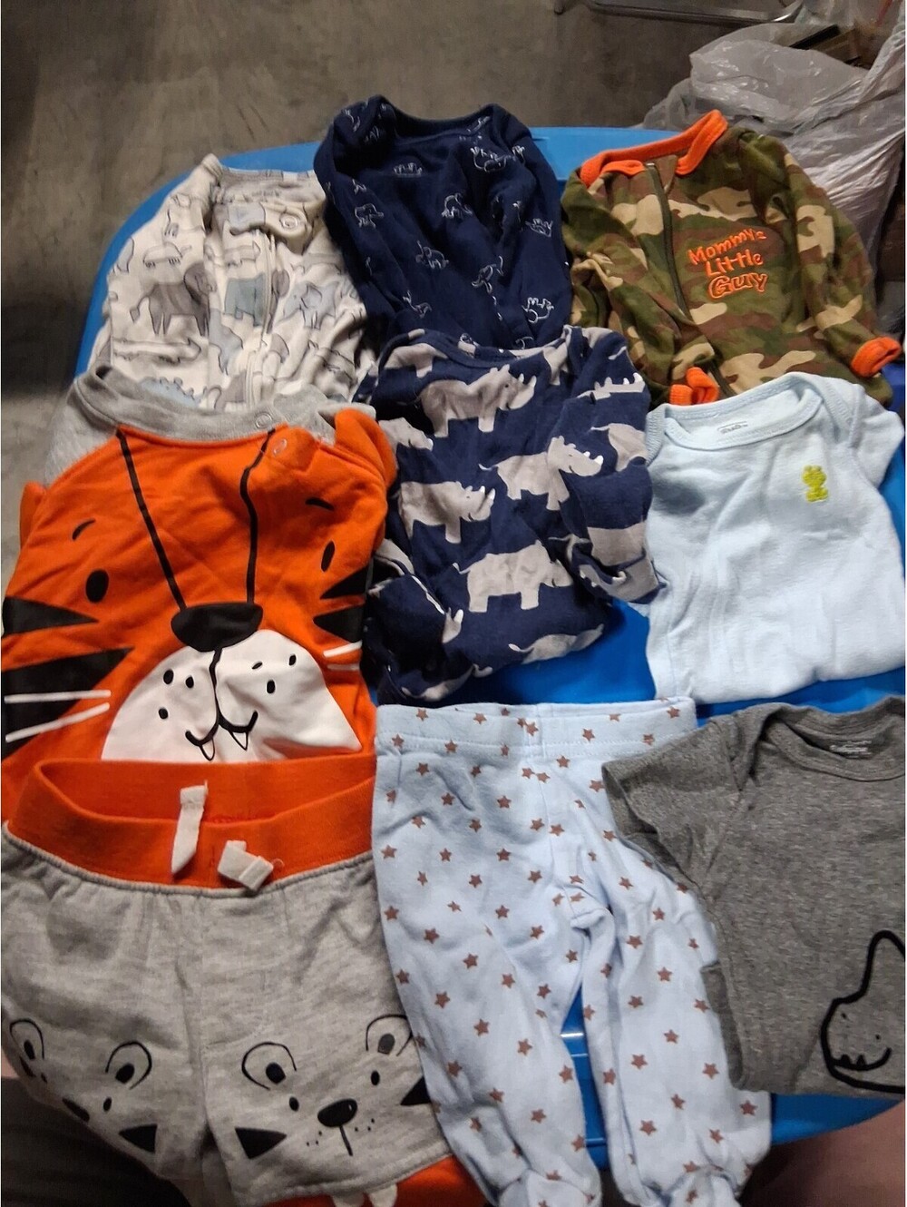Newborn Baby Boy Clothing Lot - 9 Pcs Camo Dinos Tigers Elephant H2
